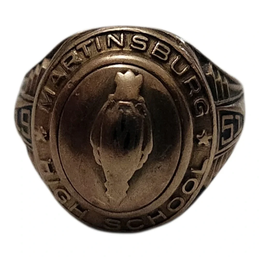 Vintage Josten 10K Gold Martinsburg High School 1951 Class Ring 6.8g‎ Size 7.25